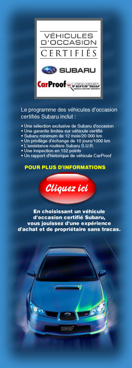 Subaru certifiées chez Subaru Rive-Sud de Greenfield Park